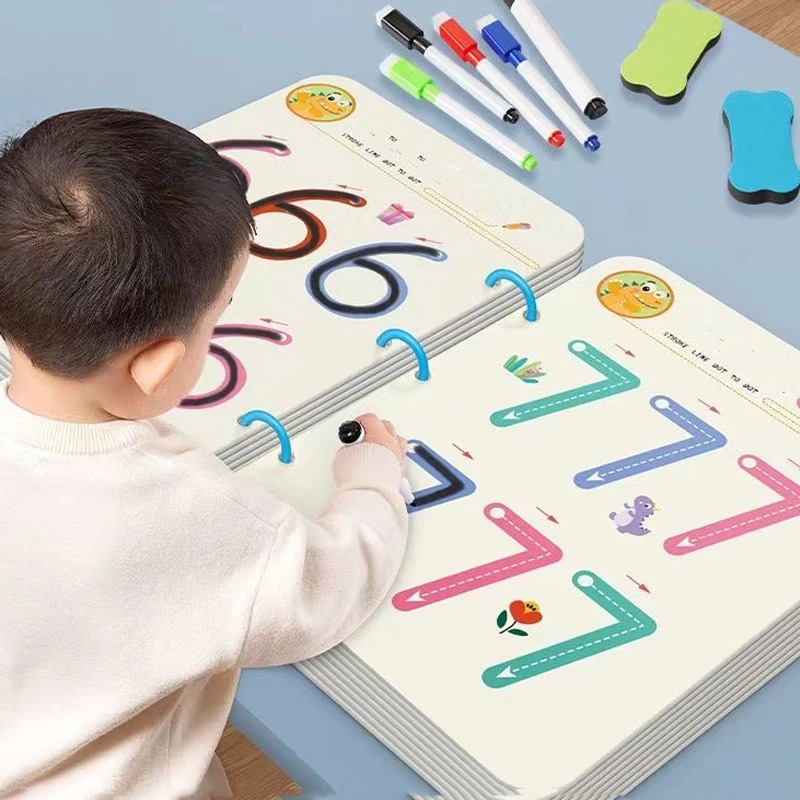 Kids Education Drawing - Magical Tracing Workbook Montessori Pen Control