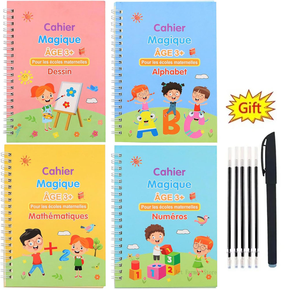 Kids Education Drawing - 4 Books Magic Book Montessorii Educational