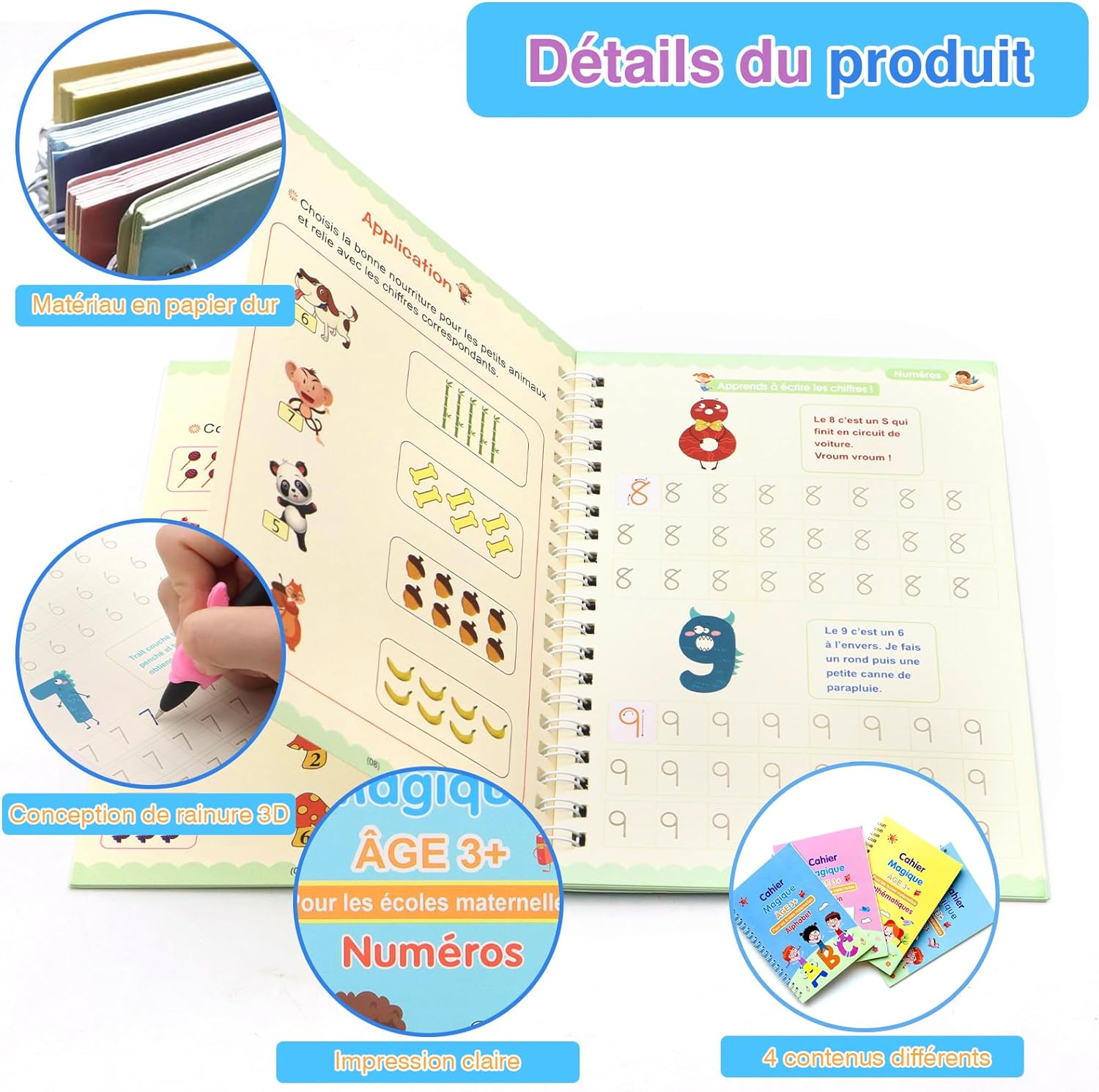 4 Books Magic Book Montessorii - Kids Education Drawing 리뷰 및 가격
