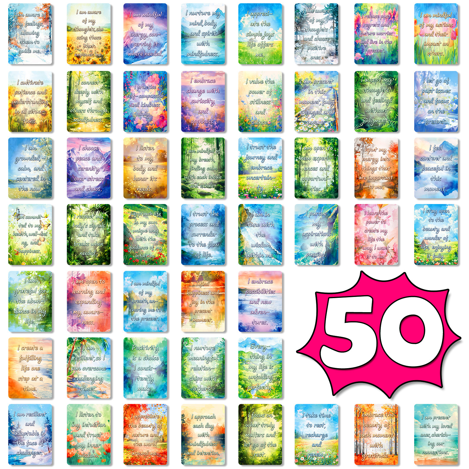 50Pcs Watercolor Landscape Ins - Inspirational Kids Education Quotes 리뷰 및 가격